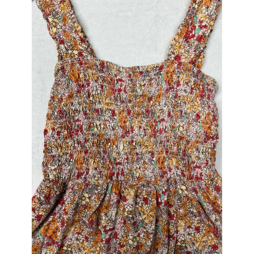Y2K Maurices Smocked Floral Tank Top Women Size Medium Ruffle Strap Summer